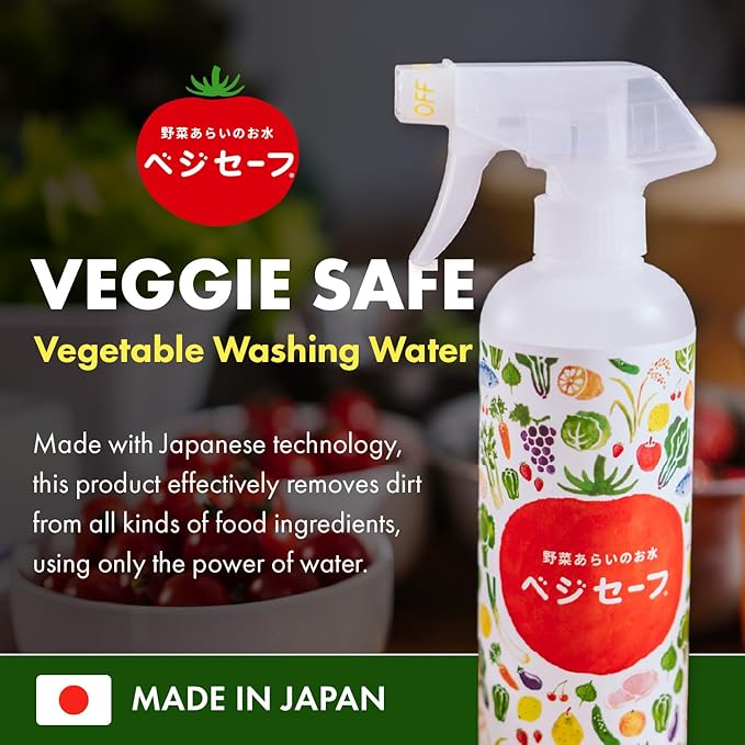 Veggie Safe Food Cleaning/Starter Set 54.1 fl oz (400ml Spray Bottle + 1200ml Refill) Perfect for Cleaning Vegetables, Neutralizing Seafood Odors, Washing Rice, and Wiping Kitchen Surfaces.