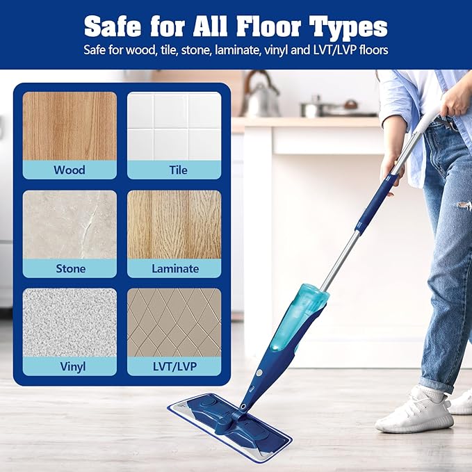 8 Pack 18Inch Deep Cleaning Replacement Pads Compatible with Bona Family of Mops, Premium Microfiber Floor Mop for Hardwood Floors and Multi-Surface Floor Cleaner