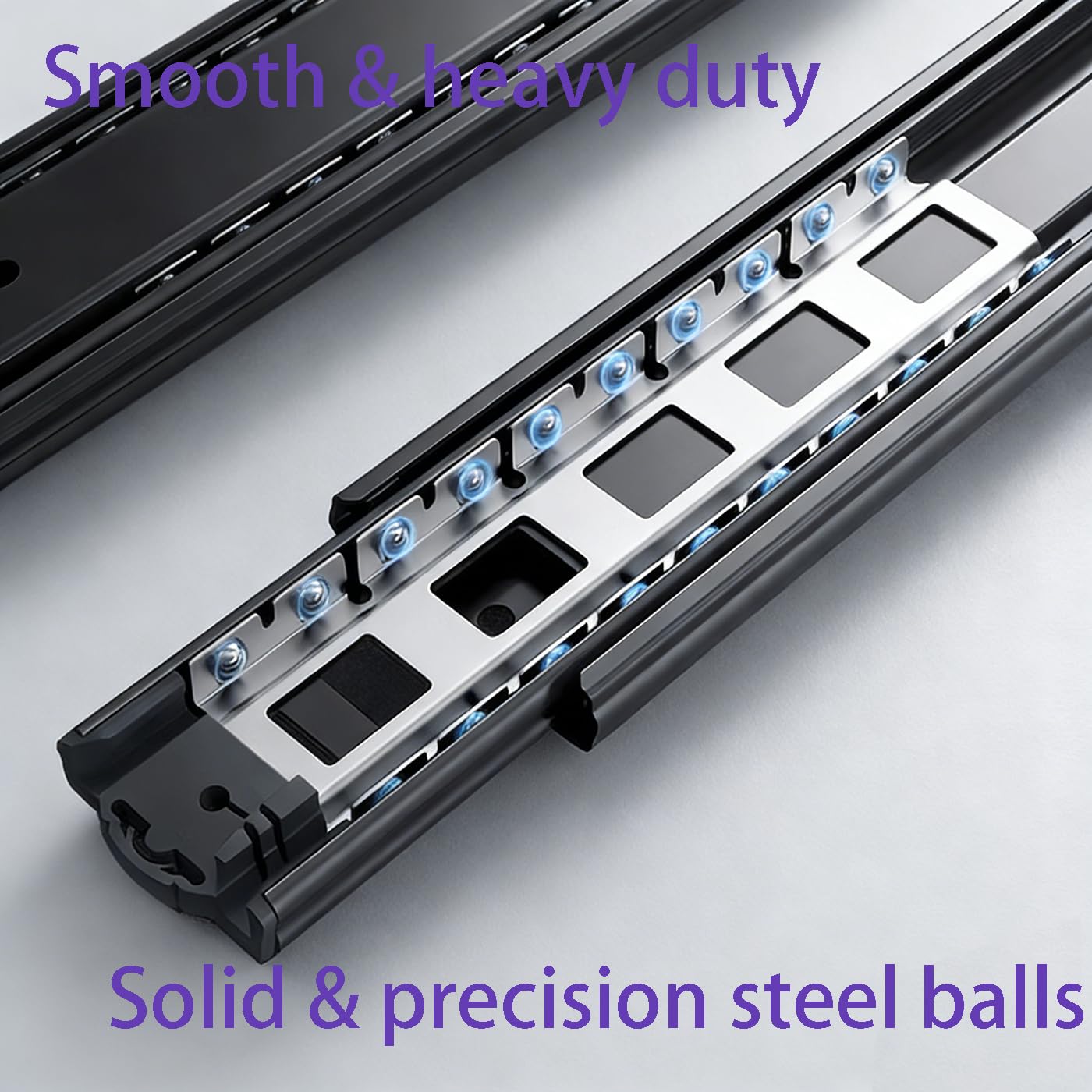 16 Inch Drawer Slides, Soft Close Side Mount, Full Extension Ball Bearing, 100 LB Heavy Duty, Smooth & Quiet, for Bathroom Vanity, Kitchen Cabinets, Nightstand & Desk Drawers (10 Pairs)