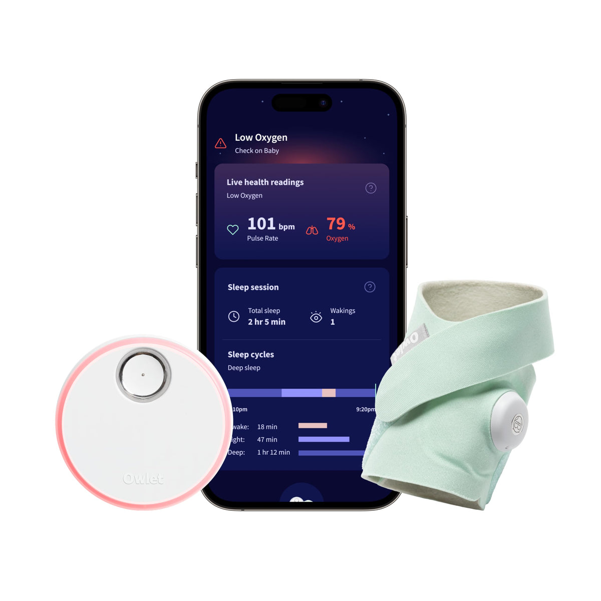 Owlet Dream Sock® - FDA-Cleared Smart Baby Monitor - Track Live Pulse (Heart) Rate, Oxygen in Infants - Receive Notifications