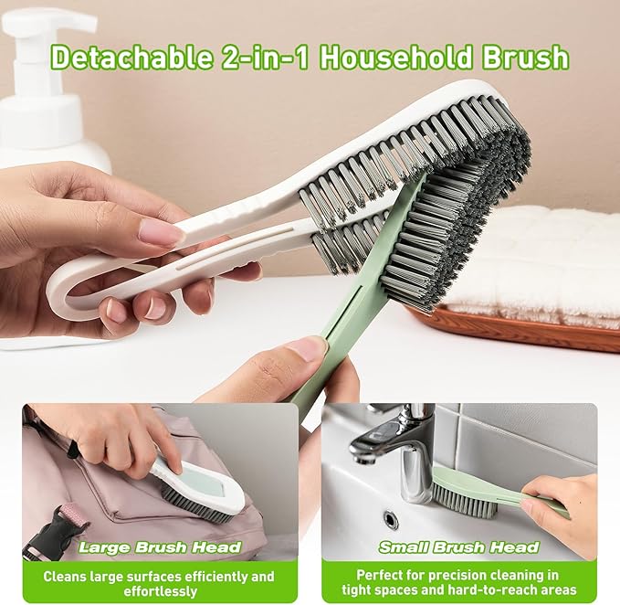Shoe Cleaning Brush Laundry Brush,Comfort Grip Soft Scrub Brushes for Household Use,Detachable Dual-Use Cleaning Brush Tool - for Clothes Shoes Bathroom(2PCS)
