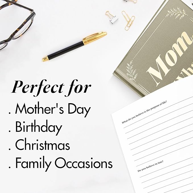 Gifts for Mom from Daughter, Son - Personalized Mothers Day Gifts for mom, Wife, Women - Moms Birthday Gift Ideas, Birthday gifts for moms - Moms Guided Journal Life Story, Mom Story Book to Fill Out