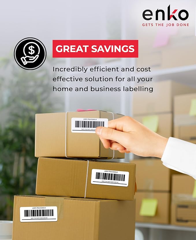 enKo 1 x 2-5/8 Inch 30 Up Return Mailing Address Labels White Printable FBA Labels (100 Sheets, 3000 Labels)