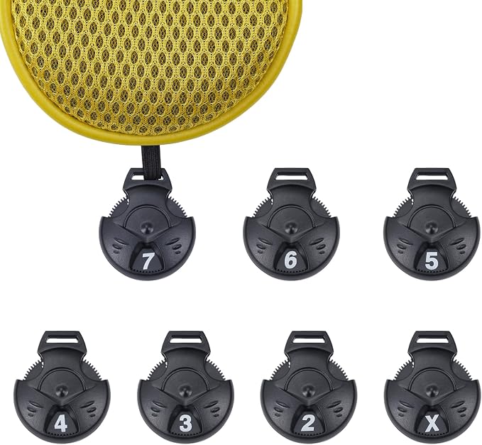 Andux 4pcs Long Neck Golf Hybrid Club Head Covers Dial No. Tag CTMT-02 | Mesh Breathable material | all the Same Size | Coloured Piping | Pull-On Closure
