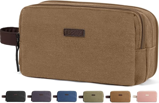 Sooez Large Pencil Case Pouch, Extra Big Pencil Pouch Pencil Bag with PU Handle & Zipper, Sturdy Pen Case with 3 Compartments, Aesthetic School College Supplies Organizer for Men Women Boys, Brown