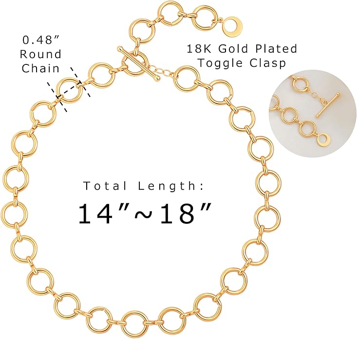 Aobei Pearl 18K Gold Plated Paperclip Chain Choker Satellite Chain Freshwater Cultured Biwa Pearl Pendant Necklace Dainty Jewelry for Women