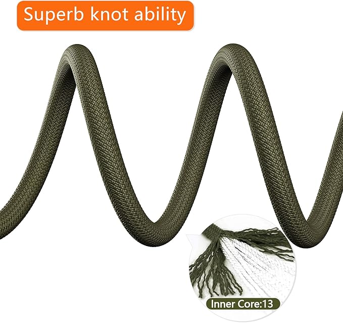 X XBEN Outdoor Climbing Rope 10M(32ft) 20M(64ft) 30M(96ft) 50M(160ft) 70M(230ft) 152M(500FT) 352M(1000FT) Static Rock Climbing Rope for Escape Rope Ice Climbing Equipment Fire Rescue Parachute