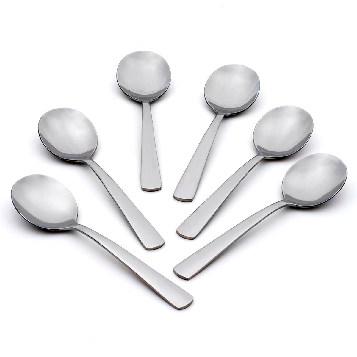 Oneida Silverware Set, Aptitude Everyday Flatware Soup Spoons Set, Service For 6, 18/0 Stainless Steel, 6.7 x 1.8-Inch, Mirror Finish, Dishwasher Safe, Utensils, Soup Spoon (Silver, 6 Piece Spoon)