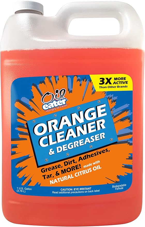 Orange Cleaner Degreaser, 1-Gallon Concentrate for Oil Removal, Grease Stains and Heavy Duty Automotive, Outdoor, Floor Cleaning, Grease & Gunk
