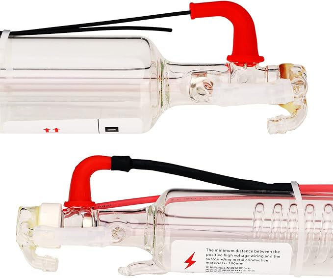 CO2 Laser Tube, 60W CO2 Laser Tube with Coating 60 watt Length 1000mm Dia. 50mm, Wire Pre-connected for CO2 Laser Cutter Laser Engraving Cutting Machine