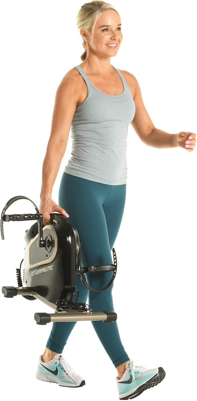 Exerpeutic 2000M Motorized Under Desk Exercise Bike - Electric Legs and Arms Pedal Exerciser - Fitness Equipment for Home Use - Remote Work Office Accessory - Black