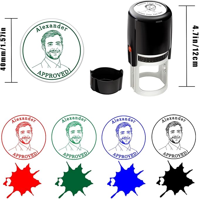 Custom Ink Stamp Personalized Self-Inking Rubber Stamps Customized Return Address Stamp Business Name Label Stamping Supplies Office Business Events 4 Ink Color