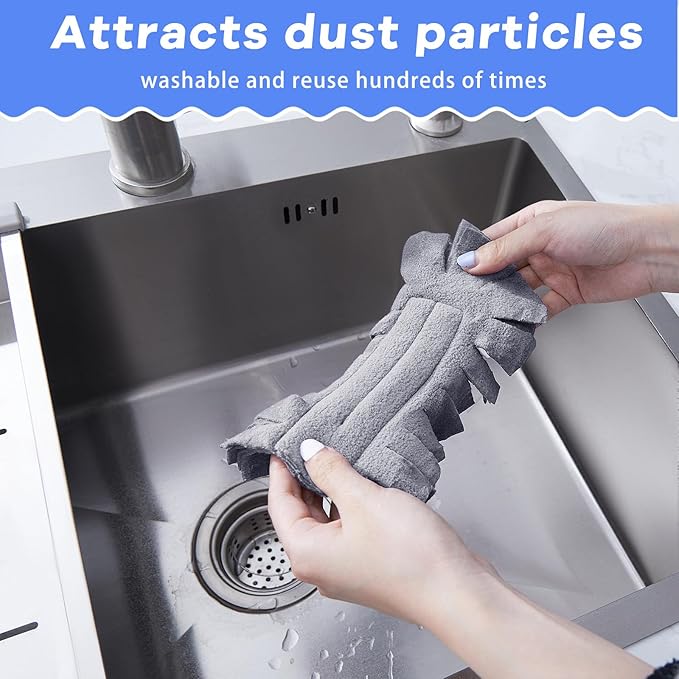 Zubebe 6 Pcs Duster Refill Reusable Fleece Duster Refills Feather Flat Dusters Multi Surface Washable Cleaning Pads Tools for Home, Blinds, Car, Pet, Furniture, Fans (Elegant Color)