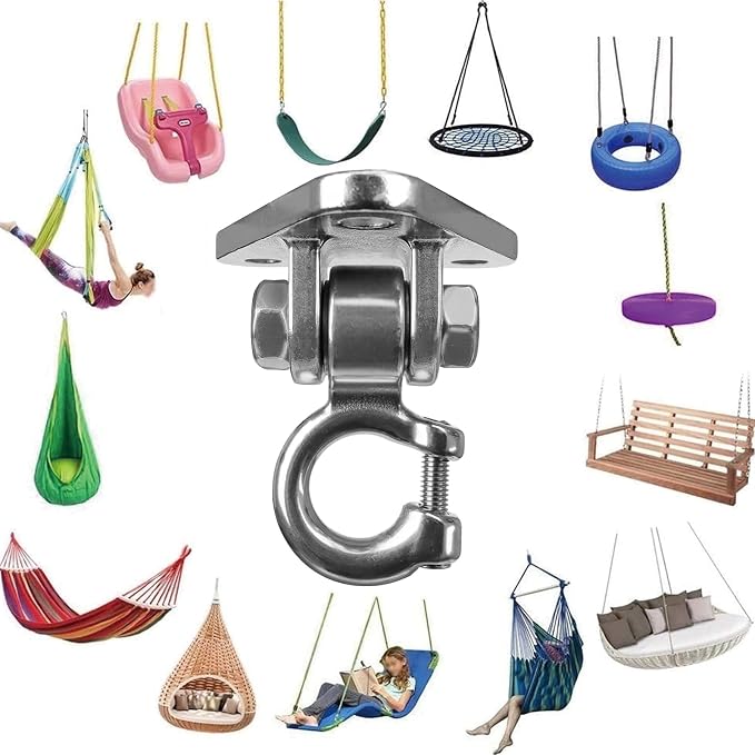 Heavy Duty Swing Hangers Swing Hanging Chairs Hammocks Hooks Hanging Snap Hooks Screws Bolt, Swing Set Bracket for Inddor Outdoor Playgrounds Yoga