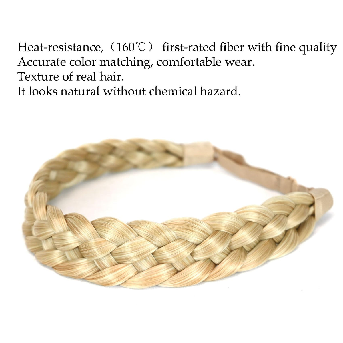 TOECWEGR 5 Strands Synthetic Hair Braided Headband Hairpiece Classic Chunky Wide Plaited Braids ElasticMulti Color Headband Ladies Beauty Hair Accessories