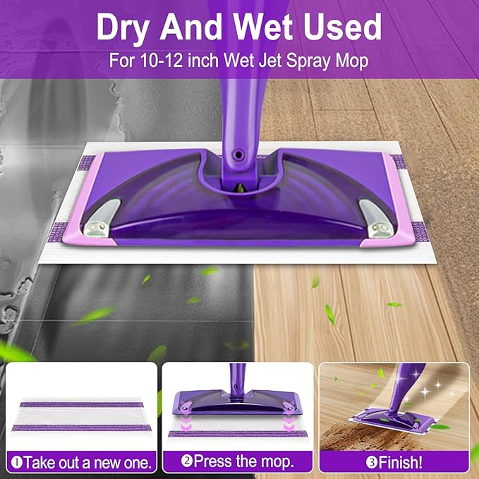 20 Count Disposable Wet Pads Refill for Wet Jet Spray Mop, Wet Jet Pads Refills for Multi Surface, Disposable Wet Jet Hardwood Floor for Wet Pads Refill, Thickness & Absorbent
