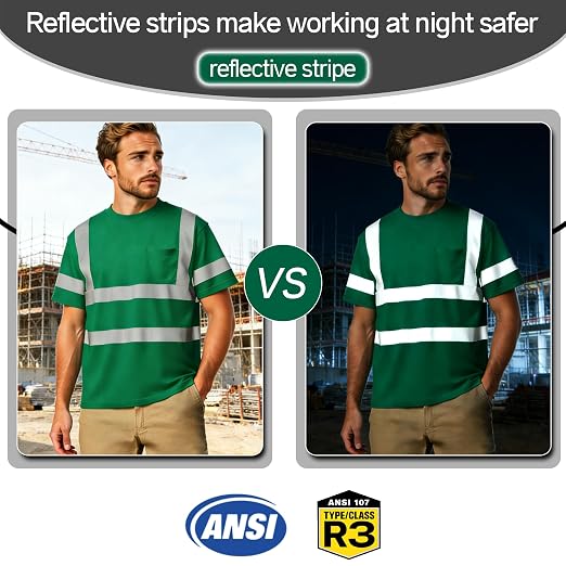 sesafety Safety Reflective Shirtst, Class 2 High Visibility Shirts for Men Construction Work Mesh Short Sleeve Red XS
