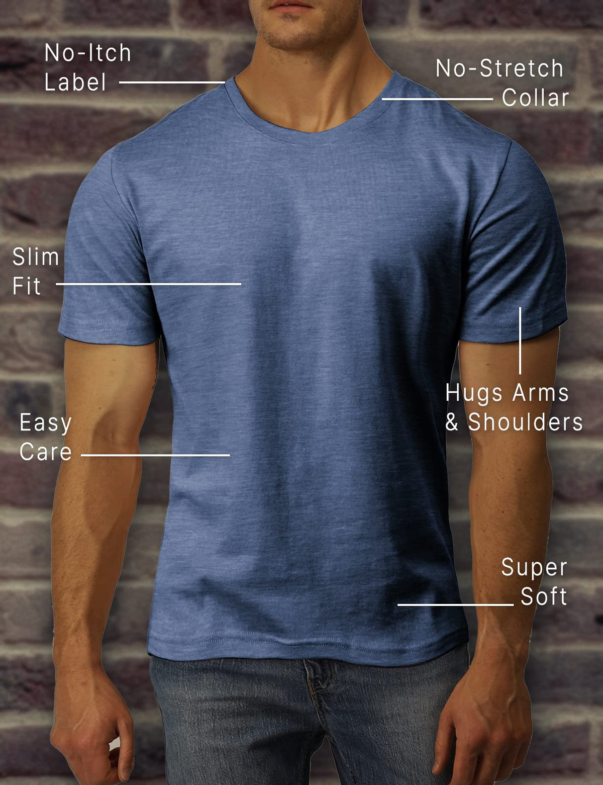 H2H Mens Basic Fashion Crew-Neck Slim Fit T-sihrt Black US M/Asia L (CMTTS0198)