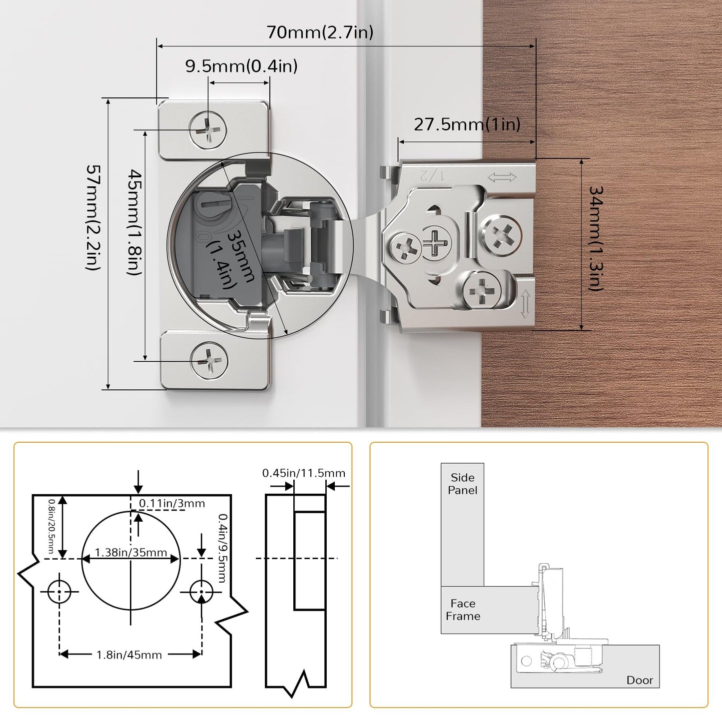 Chibery 60 Pack 1/2” Overlay 4D Soft Close Cabinet Hinges, Concealed Face Frame, Adjustable Closing Speed, 105° Opening Smooth Slow, Hidden Self Closing for Kitchen Corner, Cupboard (with Template)