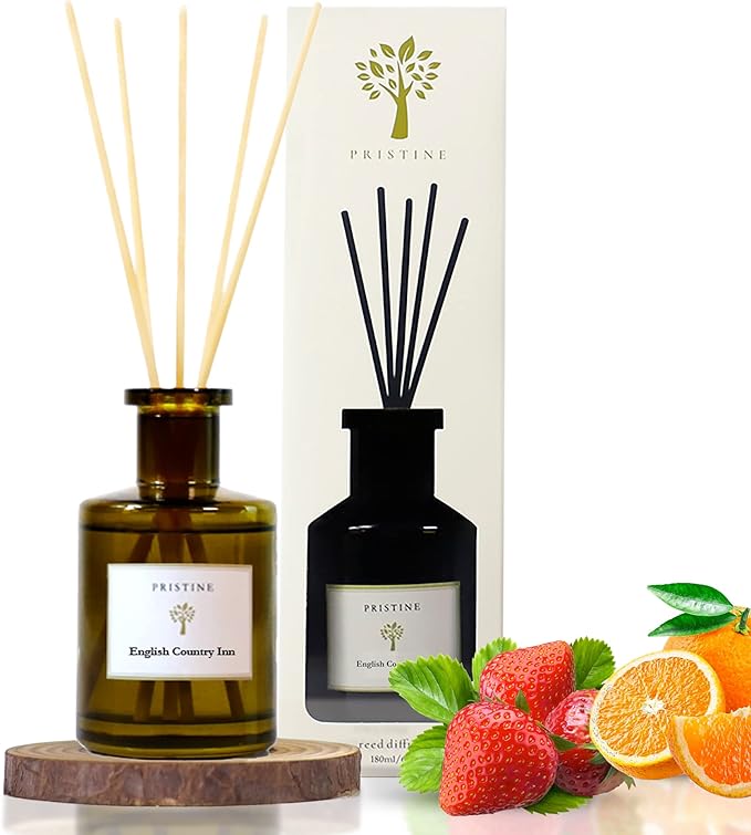 PRISTINE English Country Inn/Inspired by Ritz Carlton Reed Diffuser for Home | Fresh Blend of Strawberry, Vanilla, Musk Reed Diffuser Set, Oil & Reed Diffuser Sticks | Home & Office Decor | Fragrance