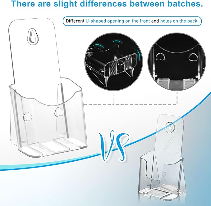 Acrylic Brochure Holder 4x9 Inches Slant Back Design, Clear Display Stand, Plastic Table Stand Sign, Pamphlet Flyer Display, 6 Pack
