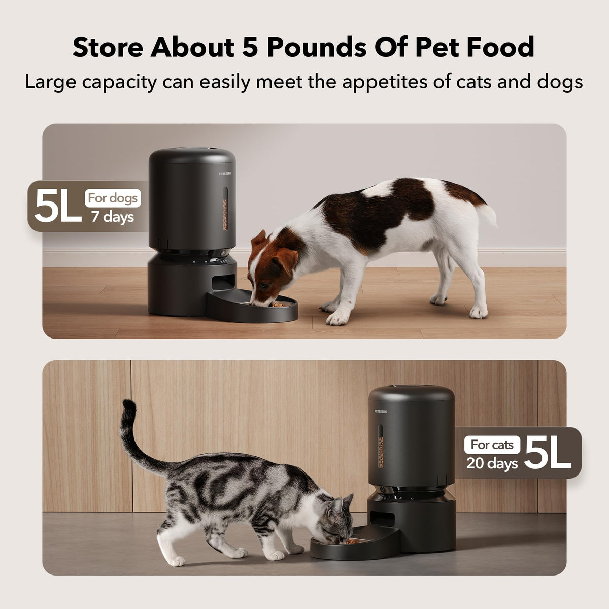 PETLIBRO Automatic Cat Feeder with Camera, 1080P HD Video with Night Vision, 5G WiFi Pet Feeder with 2-Way Audio, Low Food & Blockage Sensor, Motion & Sound Alerts for Cat & Dog Single Tray