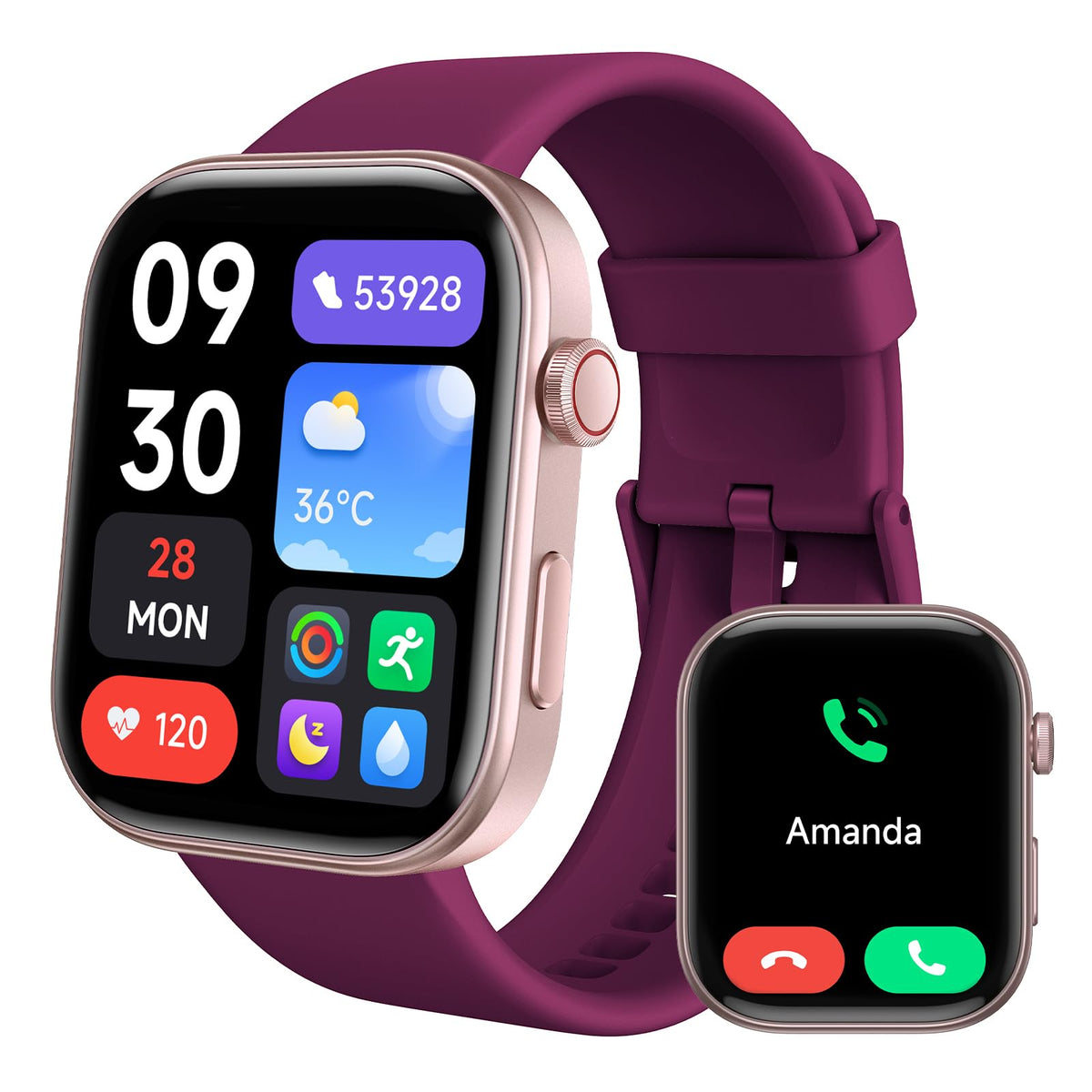 Smart Watches for Women Men, 1.99”Large AMOLED Screen Fitness Tracker Watch with AI Voice, Bluetooth Call, Heart Rate/SpO2/Sleep Monitor, 3ATM Waterproof, 12 Days Battery, 105 Sport Modes