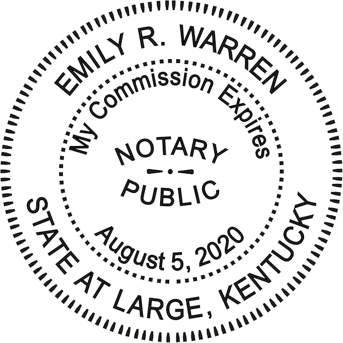Round Notary Stamp for State of Kentucky- Self Inking Stamp - Top Brand Unit with Bottom Locking Cover for Longer Lasting Stamp - 5 Year Warranty