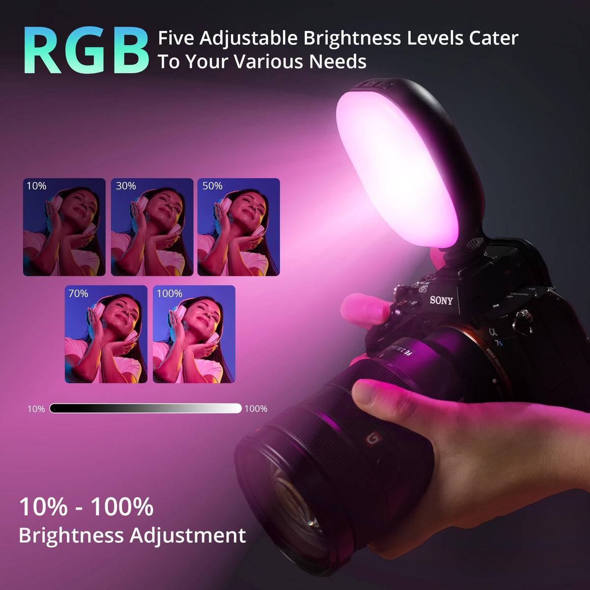 ATUMTEK RGB Video Light, Portable LED Camera Light, Live Streaming Video Lamp CRI 95+ 2900-6700K LED DSLR Lighting with Cold Shoe Mounts and Clamp for Photography, Vlogging, Video Conference etc