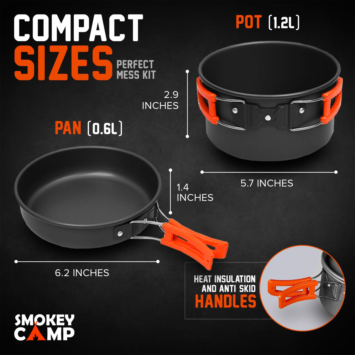 11 Pcs Smokey Camp Backpacking Cooking Set with Stove & Adapter - Pot, Pan, Stove, Cutlery, Compact Camping Cookware Mess Kit for One Person, All in One Non-Stick Camping Cooking Set, Hiking, Picnic