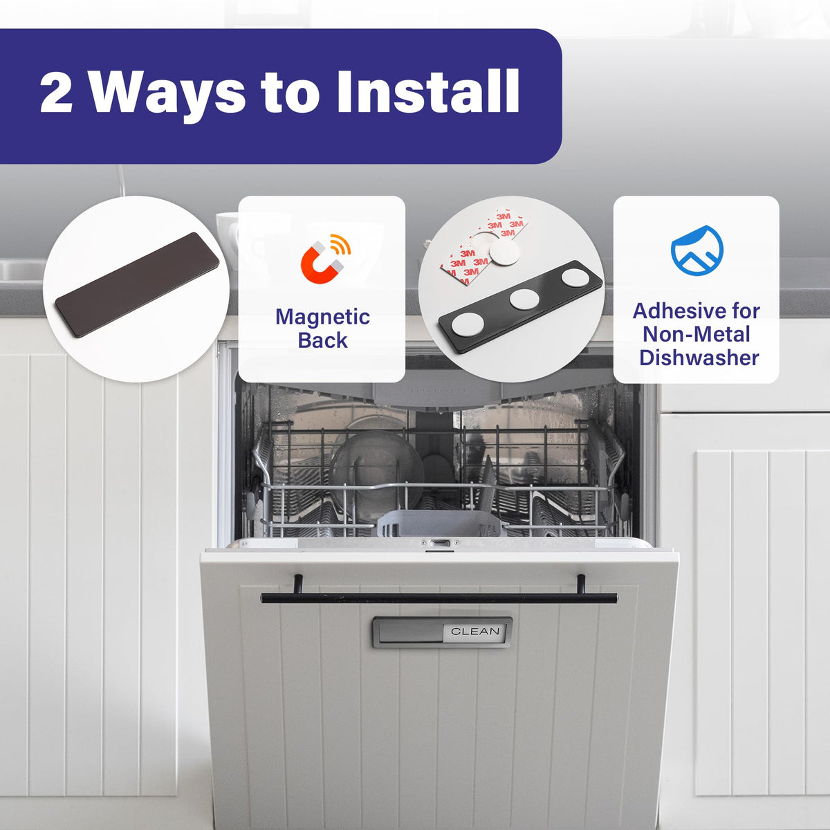 Dishwasher Magnet Clean Dirty Sign - Stainless Steel Dishwasher Magnet Sign - Clean & Dirty Dishwasher Slider Indicator - Kitchen Organizers and Storage