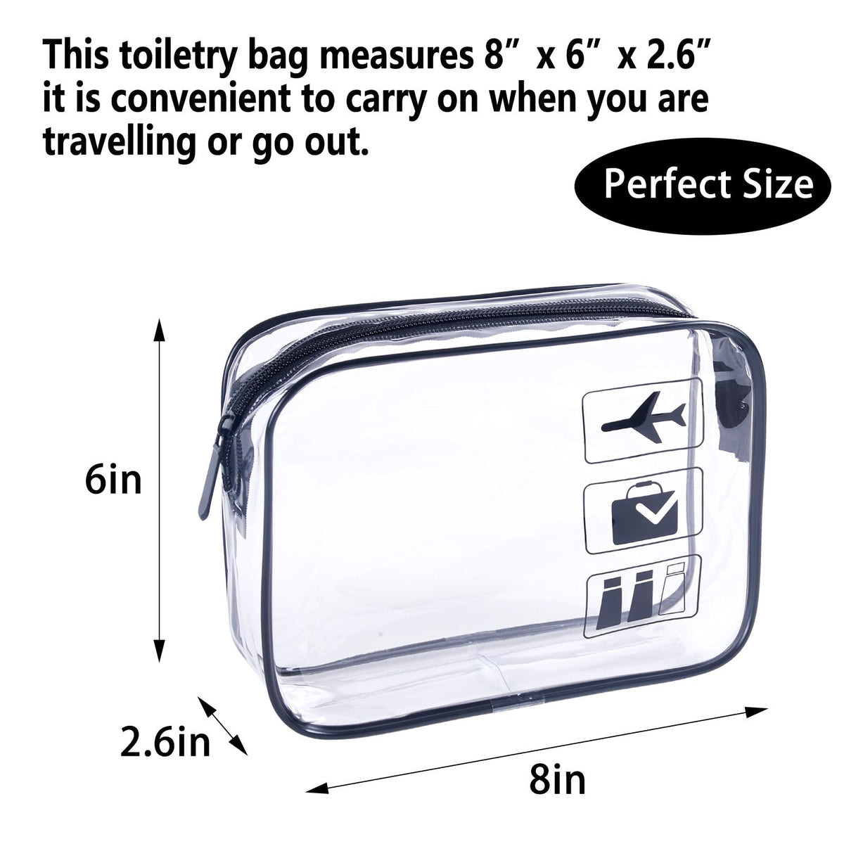 TREALDATE TSA Approved Toiletry Bag 3Pcs - 3 Pack Clear Travel Bags for Toiletries, Carry on Airport Airline Compliant Bag,Makeup Bags Clear Toiletry bags Quart Size Travel Bag,Black