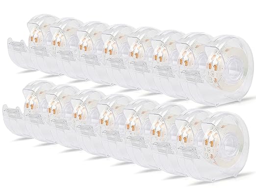 BOMEI PACK Office Transparent Tape with Dispenser, 16PACK Clear Refill Rolls Gift Wrap Tape Dispenser, 3/4in x 1000in