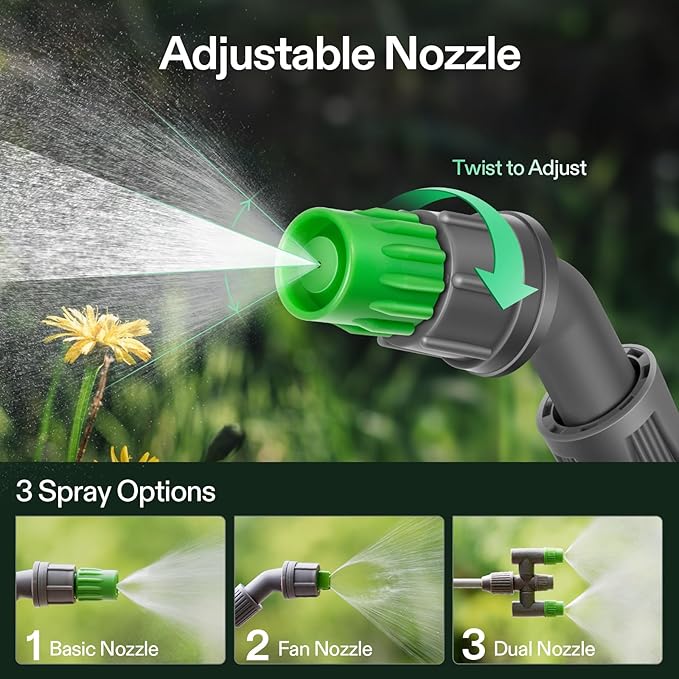 VIVOSUN 1.35 Gal/5L Pump Sprayer, Garden Water Sprayer for Plants, Weeds & Lawn Care, with 3 Nozzles, 50'' Long Hose & Pressure Relief Valve