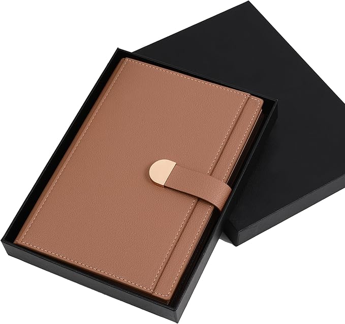 Textured Hardcover Lined Journal for Women Men Magnetic Buckle A5 Leather Journal Notebook with Gift Box 300 Pages 67 lb./100 gsm Paper College Ruled Journaling Notebook for Writing Work School Daily Diary