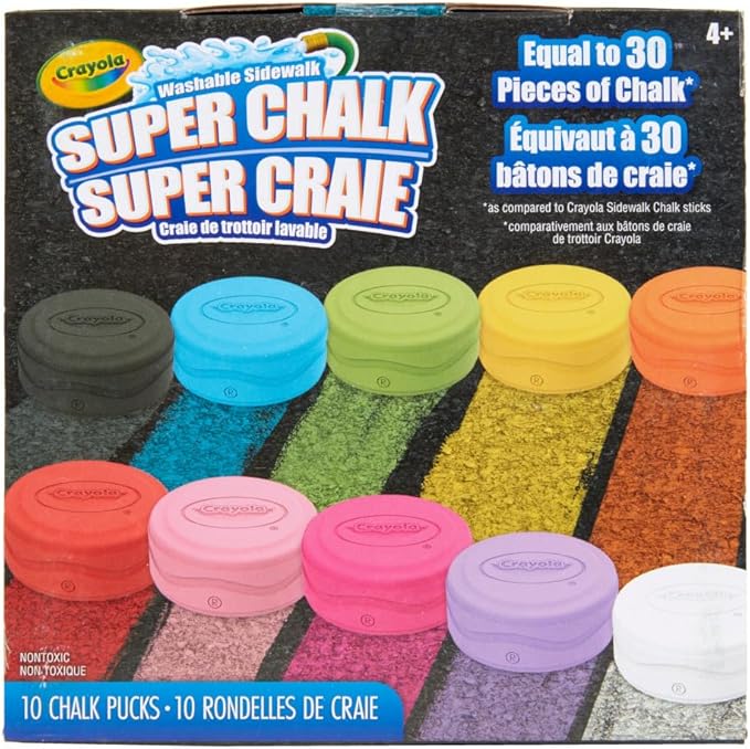Crayola Washable Sidewalk Chalk for Kids, Long Lasting Super Chalk Set, Outdoor Chalk, 10 Assorted Colors