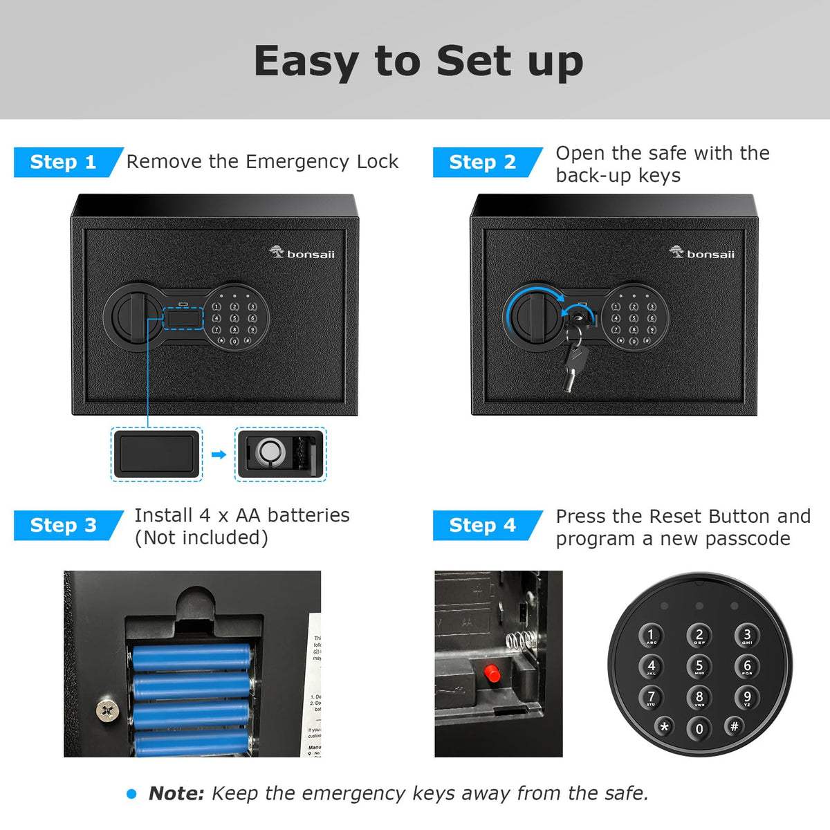 Bonsaii Safe, 0.6 Cubic Safe Box with Electronic Keypad, Removable Shelf, for Valuables Jewelry and Documents in Home, Hotel, or Business, 9.84" x 13.78" x 9.84" Inches, SF002