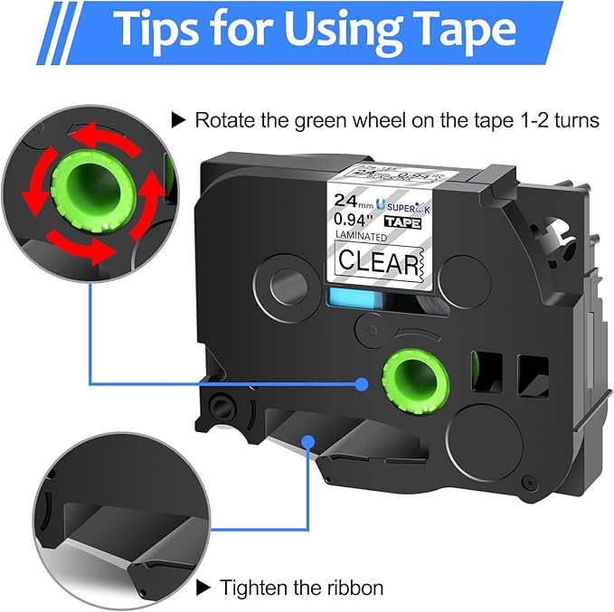 6PK 24mm Clear Label Tape Compatible for Brother P-Touch Label Maker Tape TZe-151 1 Inch TZe TZ Label Tape TZ-151 TZe151 TZ151 24mm 0.94'' Laminated Clear Tape for PT-D600 D610BT P700