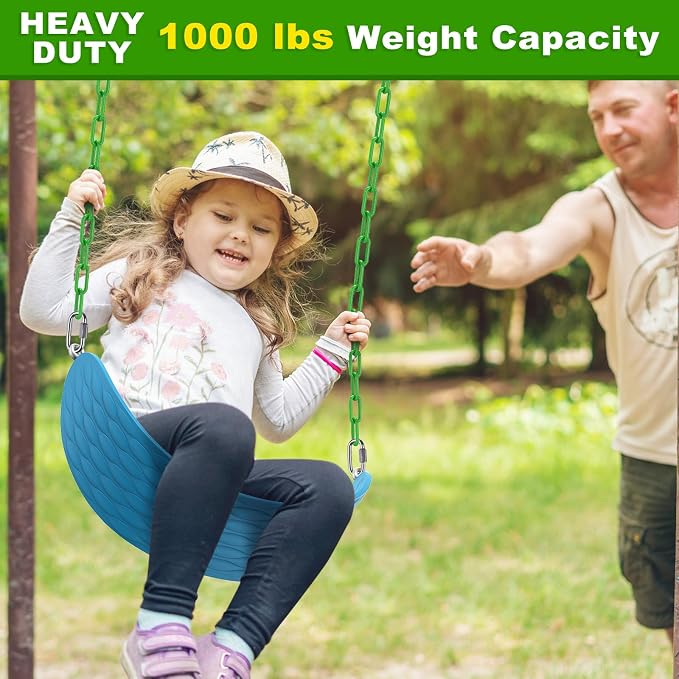 2Pcs 100" Swing Chain with Carabiners 1000 LBs Capacity Heavy Duty Coated Hanging Chains Porch Swing Chains with Hooks Green Chain for Hammock Chairs, Tree Swing, Hanging Chair, Punching Bags