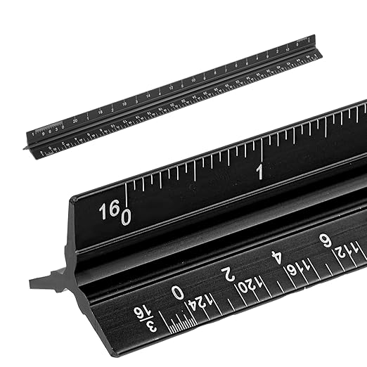 DIVINA VITAE 4pcs Architectural Scale Ruler, Aluminum, 12 Inch Imperial Engineering Scale Triangular Ruler for Architect, Civil Engineer, Draftsman