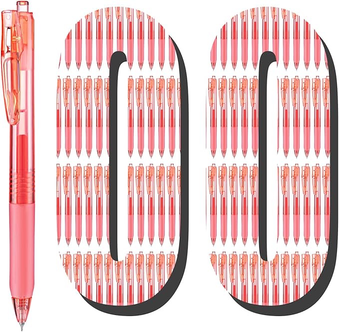 Aozora Gel Pens Fine Point Smooth Writing Pens Retractable Pens 0.5mm Quick Dry Office School Supplies (Red-100pack)