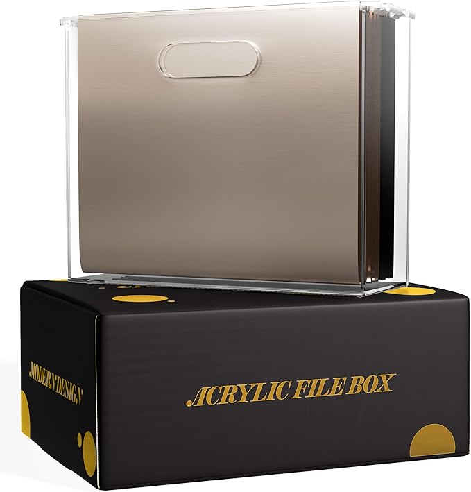 File Organizer for Desk - This Acrylic Storage Box is great for Office Organization - Its Modern Acrylic Magazine Holder makes a Great Gift for Home/Work Space