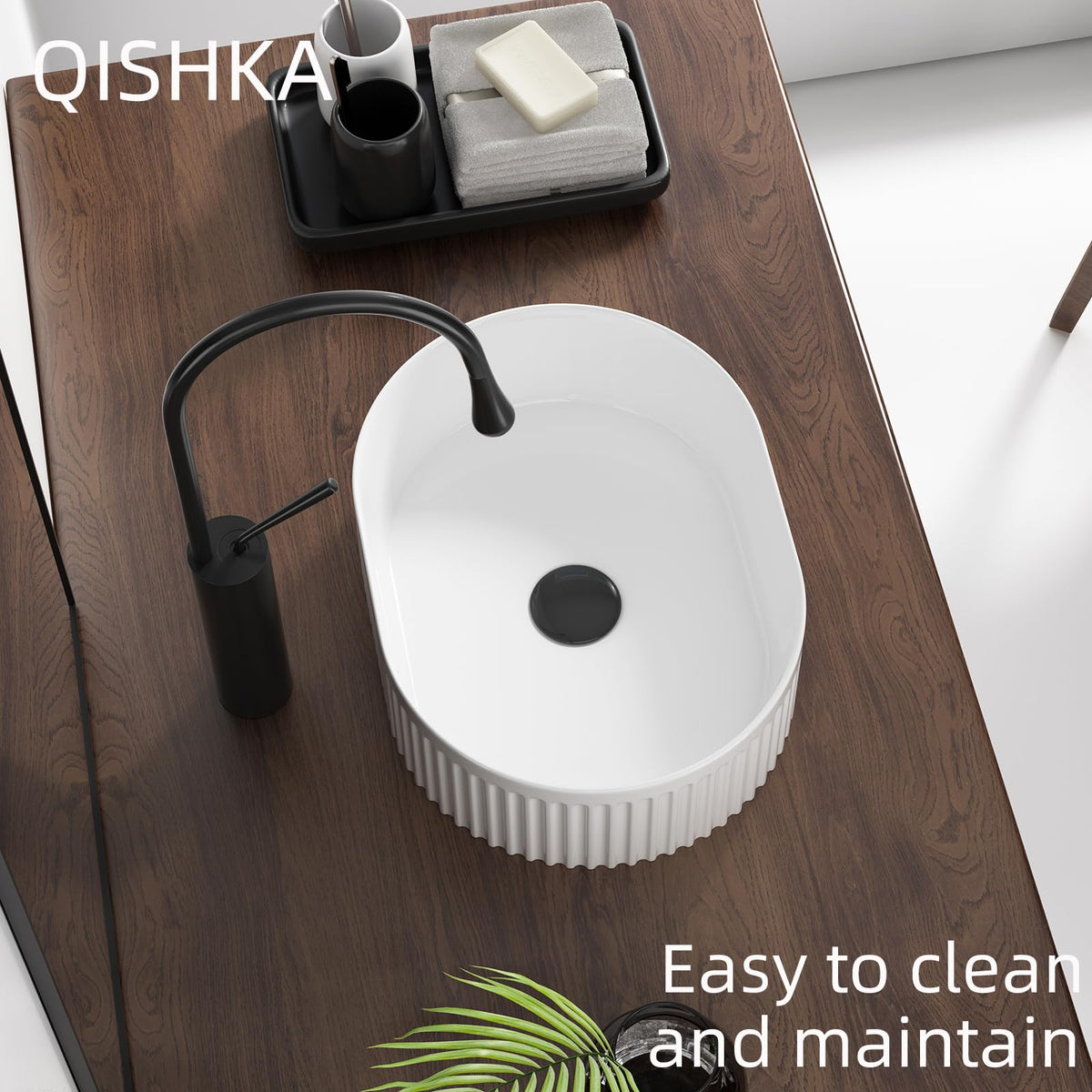 Oval Vessel Sink 16 Inch Above Counter - White Ceramic Countertop Bathroom Sink, 16" x 12" Modern Vanity Art Basin Porcelain Hand Wash Basin