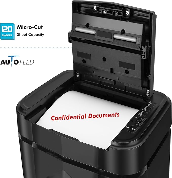 Aurora High Security 120-Sheet Auto Feed Micro-Cut Paper and Credit Card Shredder with 5 Gallon Pullout Basket / 60 Minutes/Security Level P-5