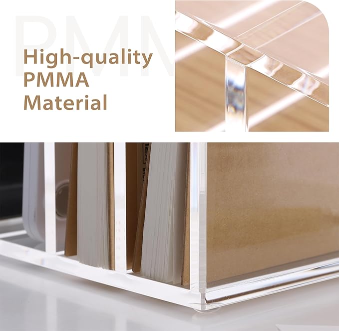 SANRUI Acrylic File Mail Desktop Organizer Sorters,3 Compartments Laddered Clear Desk Letter Organizer Office Document Sorter,Multifunction Envelope Folder Racks Holders for Office,Home, School