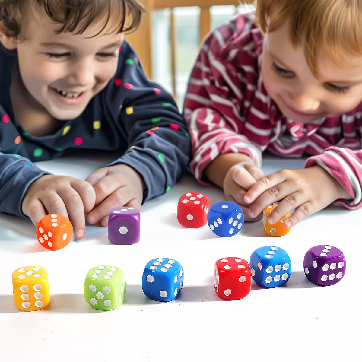 16MM Standard 6 Sided Dice Set, 50 Pieces Colorful Dice for Board Games, Classroom Math Bulk Game Dice, Make Entertainment More Exciting