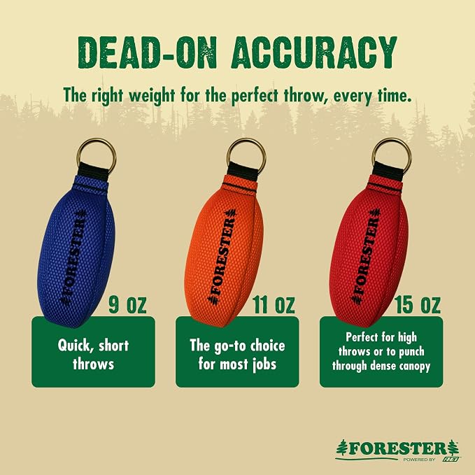 FORESTER Arborist Throw Line Kit | Throw Weight & 166ft Rope | Ultra Slick 100% Polyester Rope | Arborist Equipment for Tree Climbing