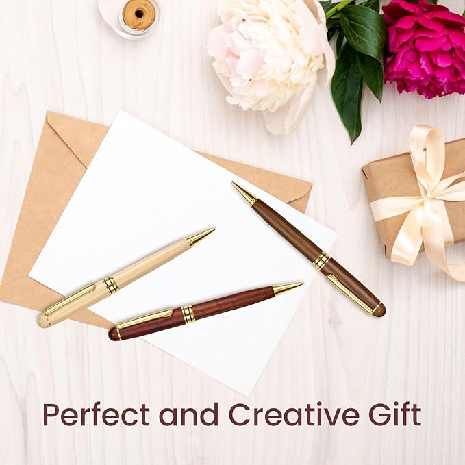 Cambond Ballpoint Pens Wood Pen - Fancy Pens with Gift Box Christmas Gift Nice Pens Set for Men Women Employee Journaling Executive Black Ink 1.0mm, 3 Pens with 3 Extra Refills