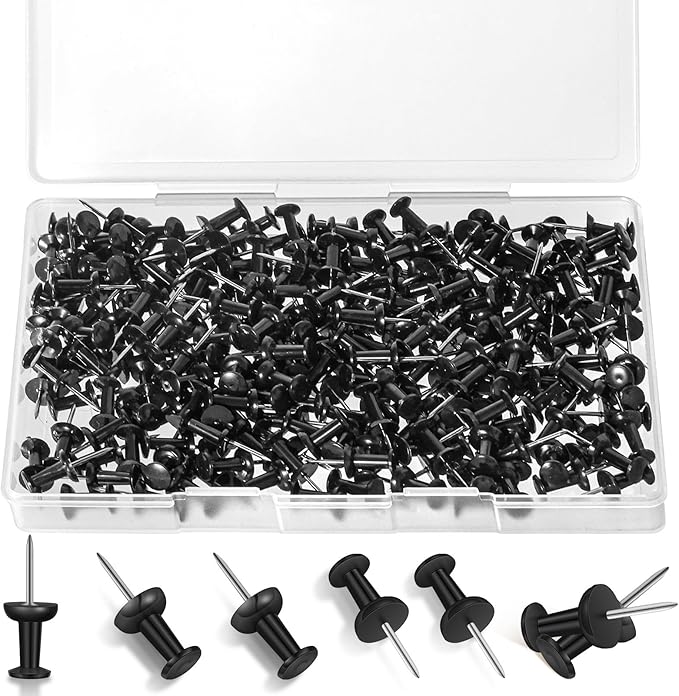 220 Count Black Push Pins Standard Plastic Head Steel Point Thumb Tacks for Cork Board Wall Hanging