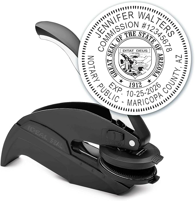 MaxMark Notary Seal Round Embosser for Arizona State - Includes Gold Burst Seal Labels (50 Count)